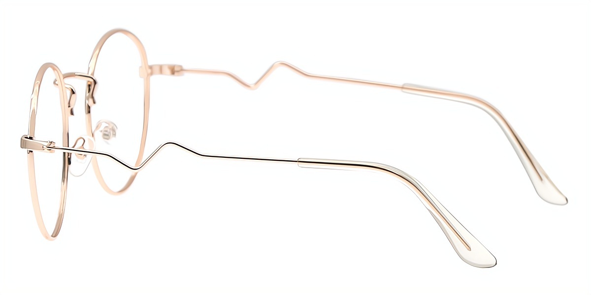 Pink Round Simple Metal Eyeglasses