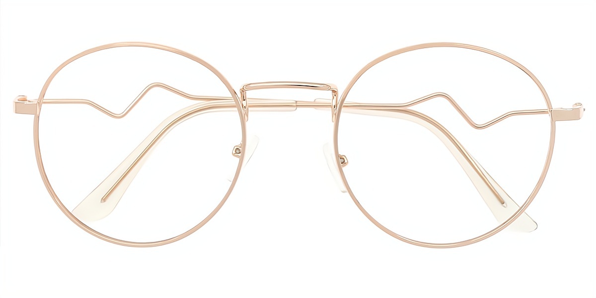 Pink Round Simple Metal Eyeglasses