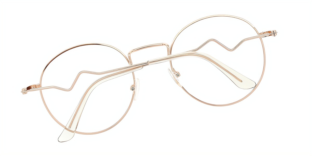 Pink Round Simple Metal Eyeglasses