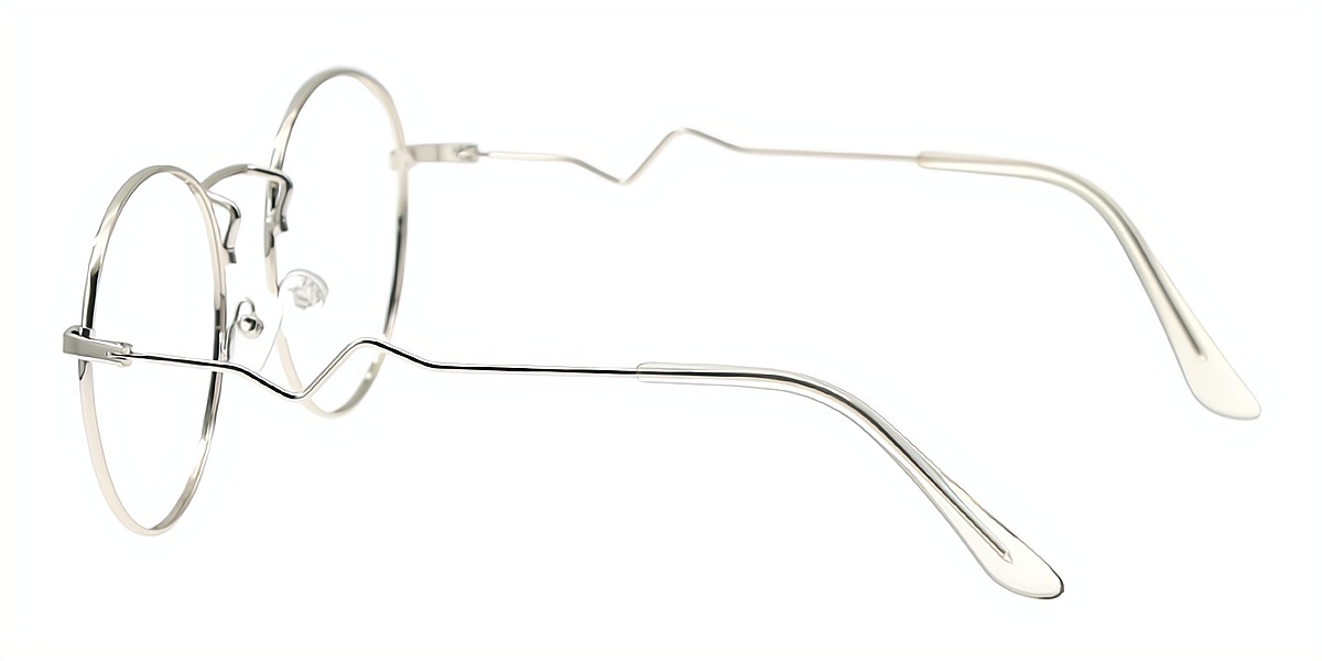 Silver Round Simple Metal Eyeglasses