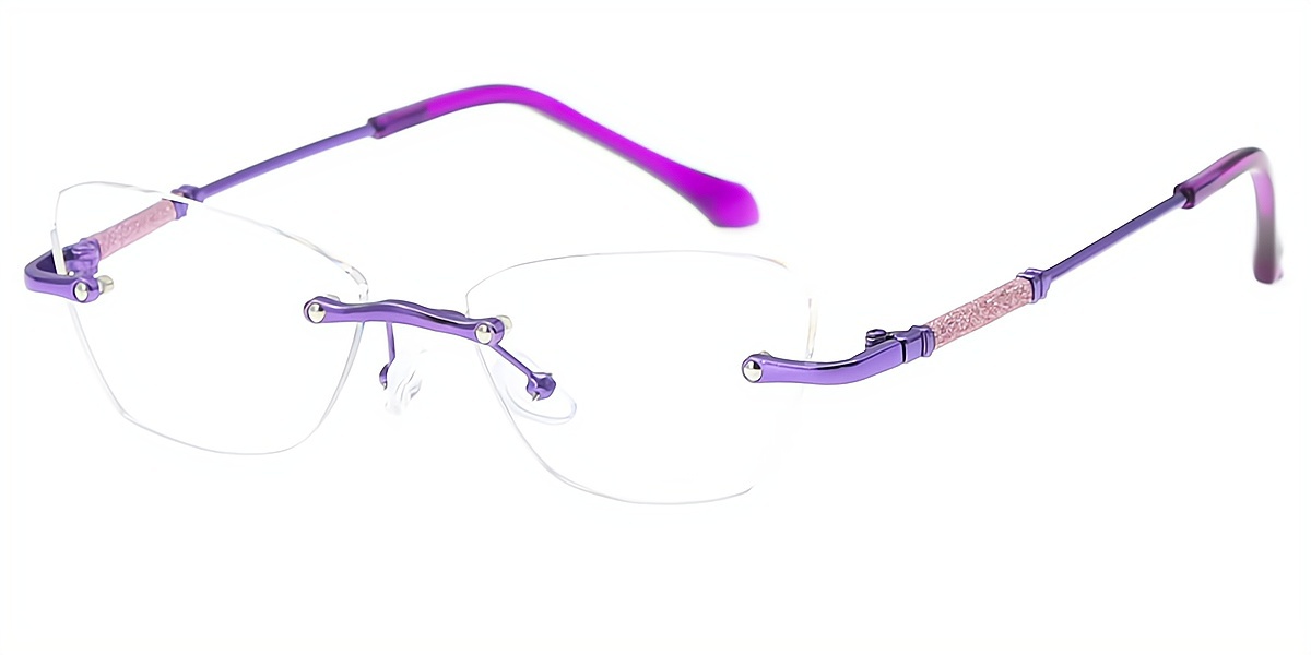 Purple Aviator Refined Mixed Materials Eyeglasses