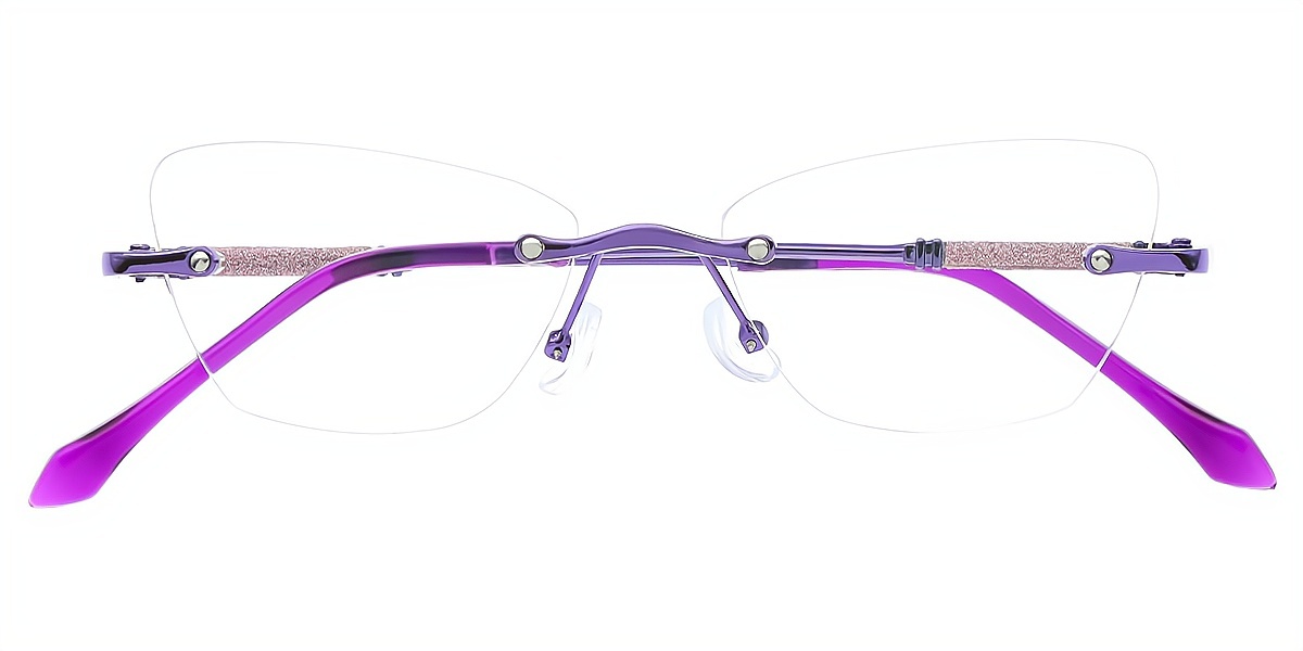 Purple Aviator Refined Mixed Materials Eyeglasses