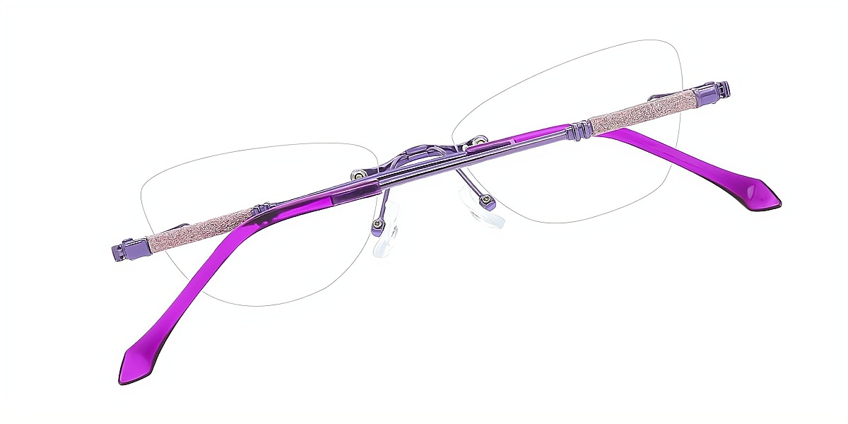 Purple Geometric Refined Mixed Materials Eyeglasses