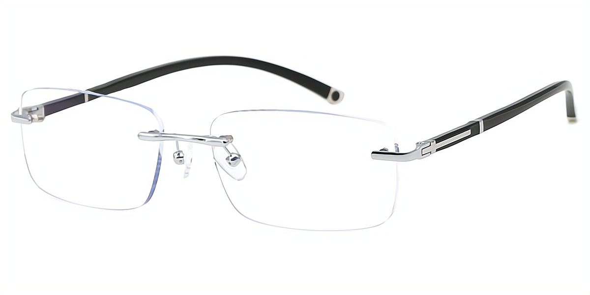 Silver S2 Rectangle Classic Mixed Materials Eyeglasses