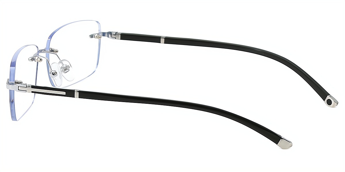 Silver S2 Rectangle Classic Mixed Materials Eyeglasses