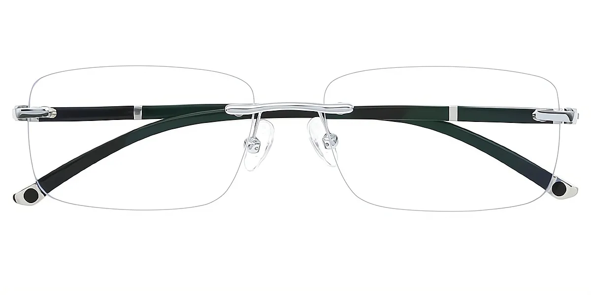 Silver S2 Rectangle Classic Mixed Materials Eyeglasses