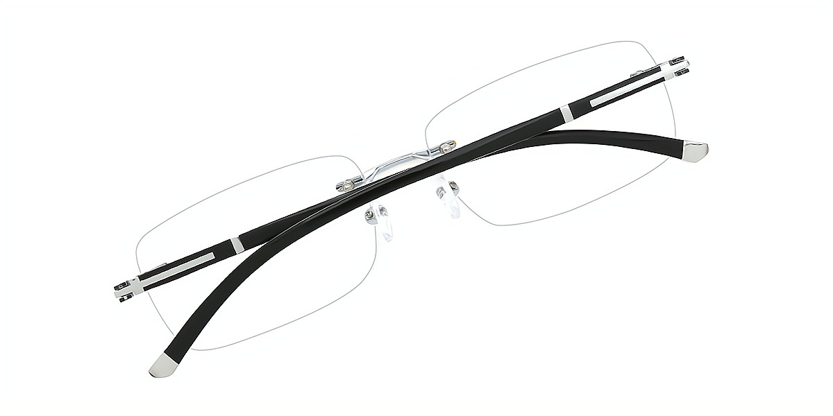 Silver S2 Rectangle Classic Mixed Materials Eyeglasses