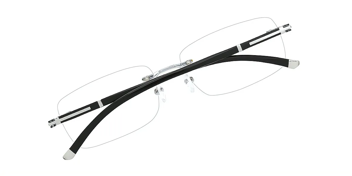 Silver S2 Rectangle Classic Mixed Materials Eyeglasses