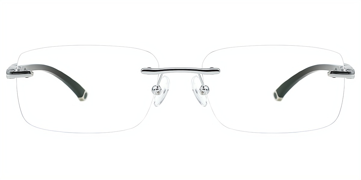 Silver S2 Rectangle Classic Mixed Materials Eyeglasses