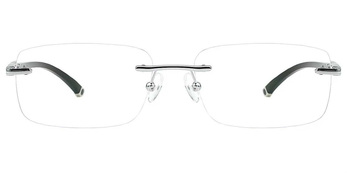 Silver S2 Rectangle Classic Mixed Materials Eyeglasses