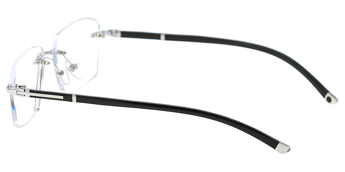 Silver Rectangle Classic Mixed Materials Eyeglasses