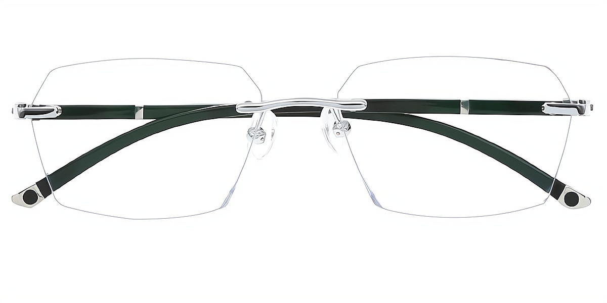 Silver Rectangle Classic Mixed Materials Eyeglasses