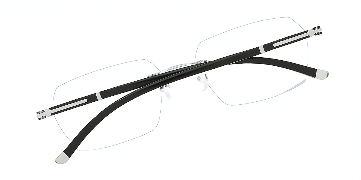 Silver Rectangle Classic Mixed Materials Eyeglasses