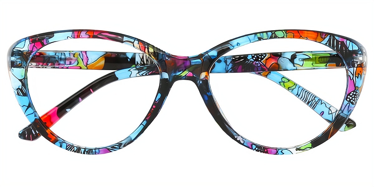 Floral Cat Eye Modish Plastic Eyeglasses