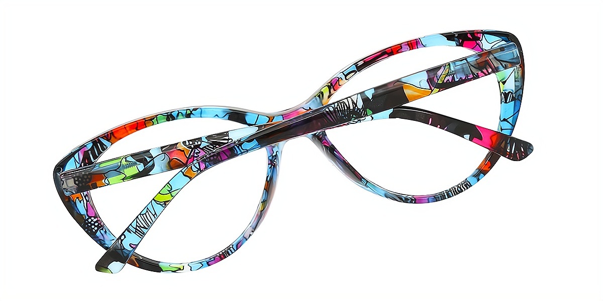 Floral Cat Eye Modish Plastic Eyeglasses