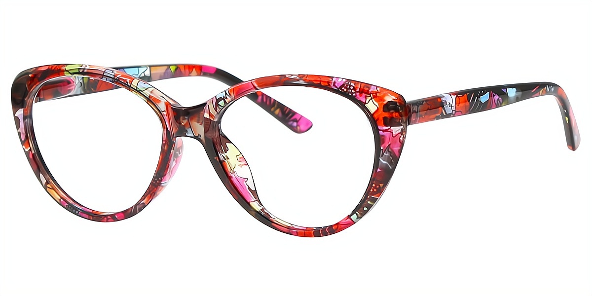 Red Cat Eye Modish Plastic Eyeglasses