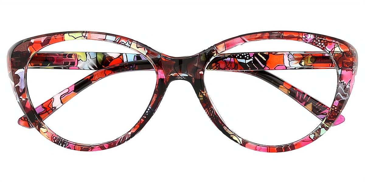 Red Cat Eye Modish Plastic Eyeglasses