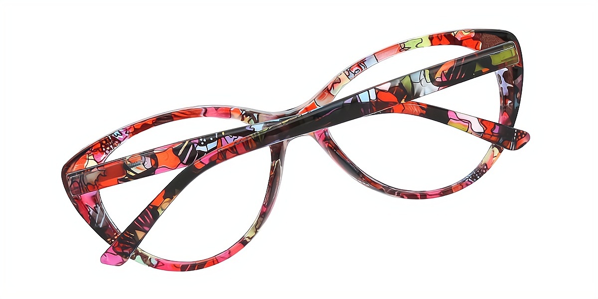 Red Cat Eye Modish Plastic Eyeglasses