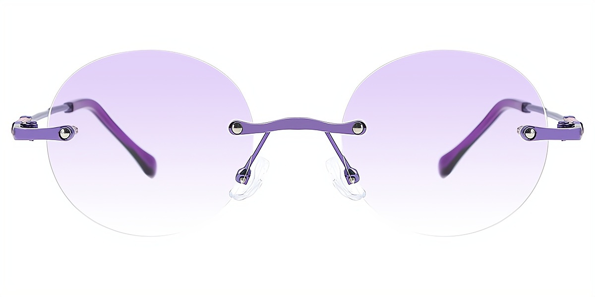 Purple Oval Elegant Mixed Materials Eyeglasses