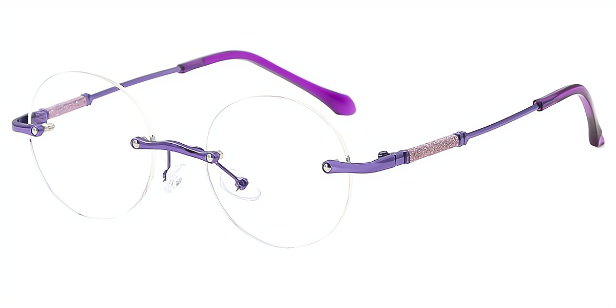 Purple Oval Elegant Mixed Materials Eyeglasses