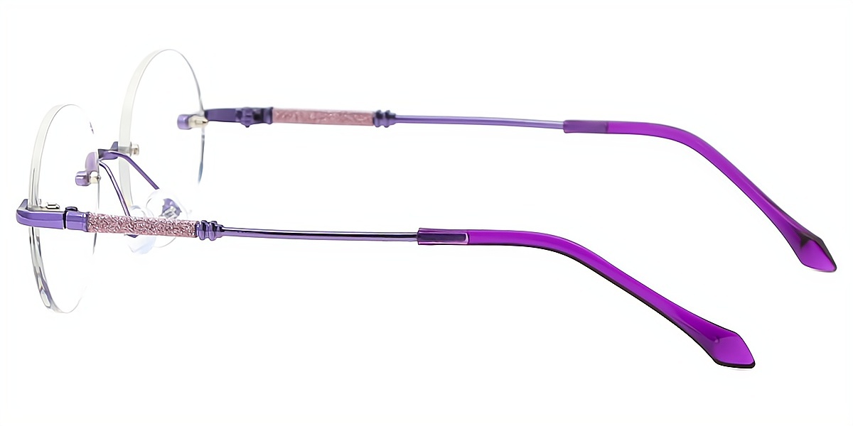 Purple Oval Elegant Mixed Materials Eyeglasses