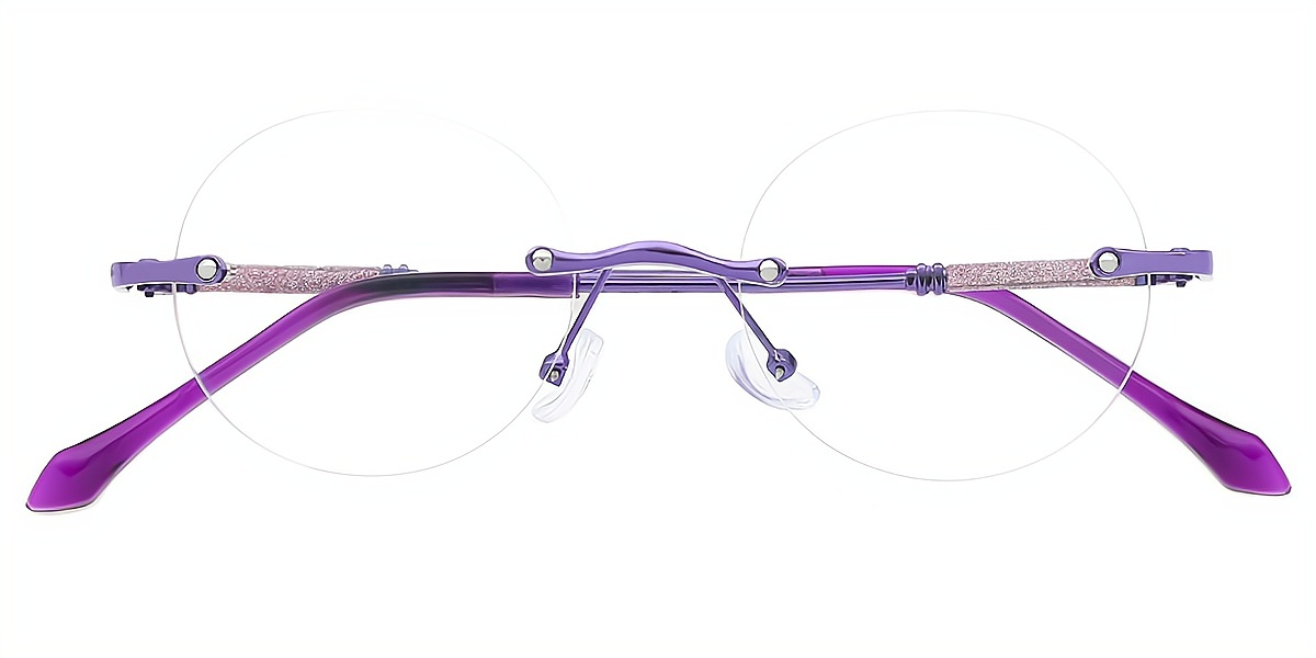 Purple Oval Elegant Mixed Materials Eyeglasses