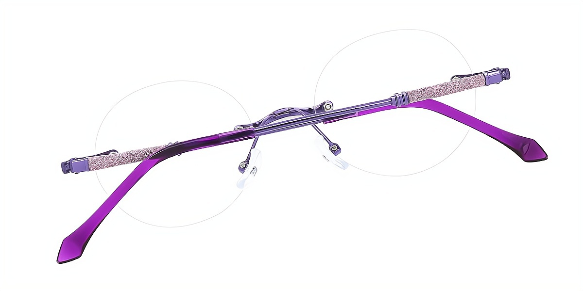 Purple Oval Elegant Mixed Materials Eyeglasses