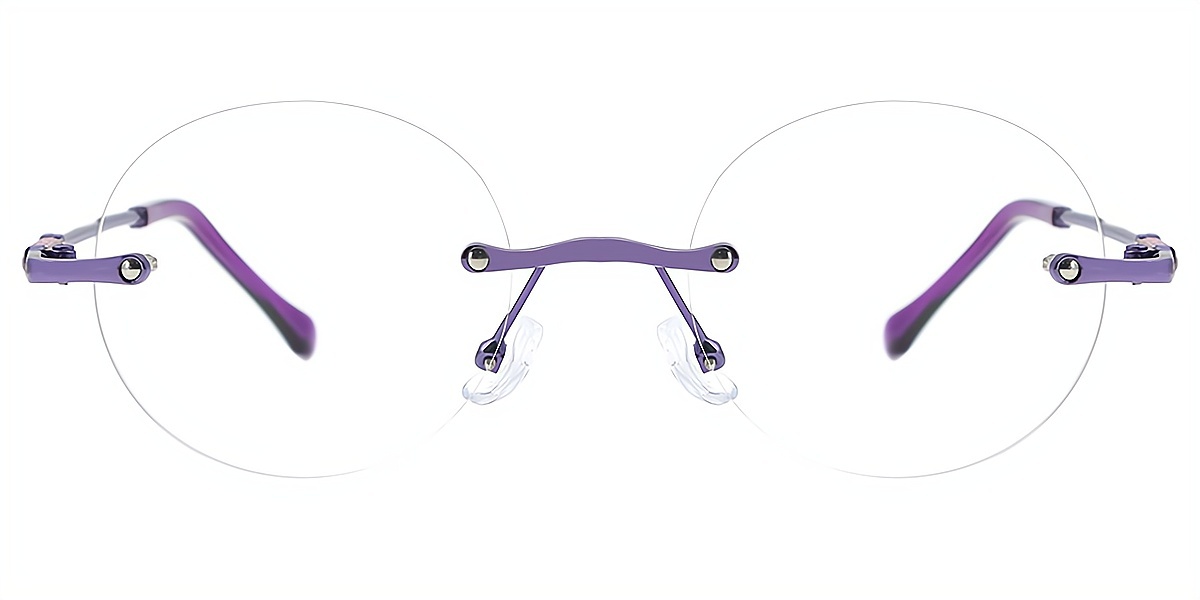 Purple Oval Elegant Mixed Materials Eyeglasses