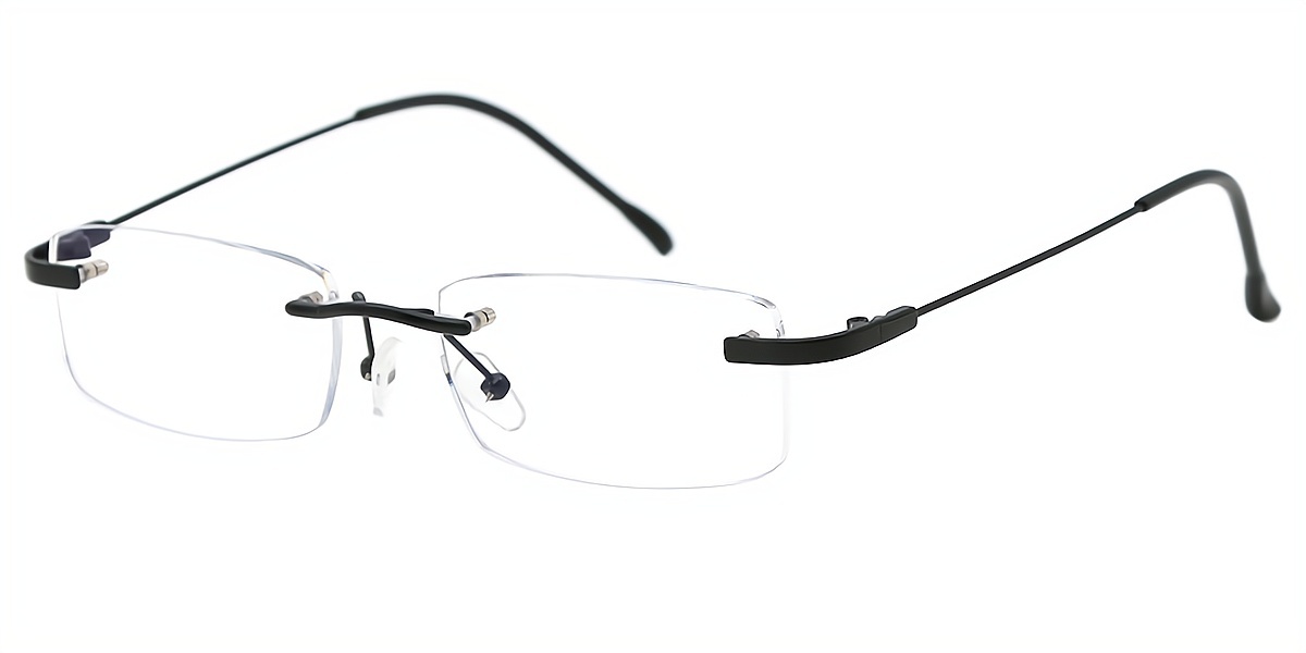 Black Rectangle Elegant Metal Eyeglasses