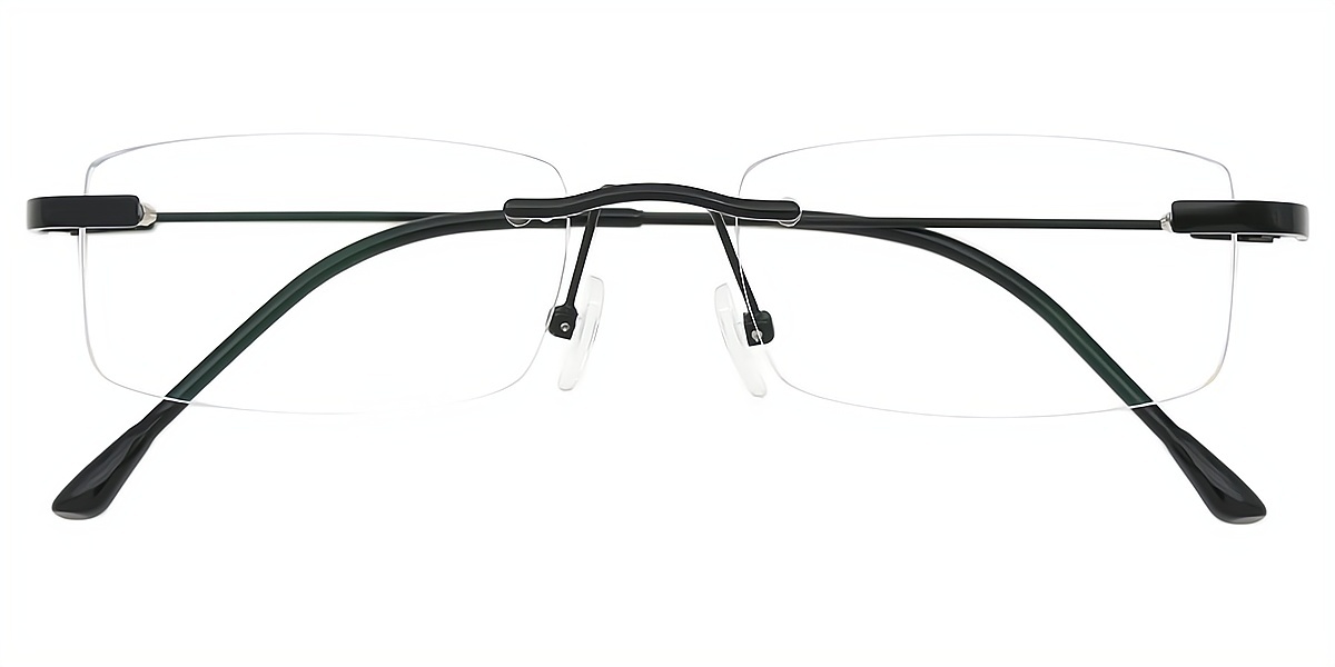 Black Rectangle Elegant Metal Eyeglasses