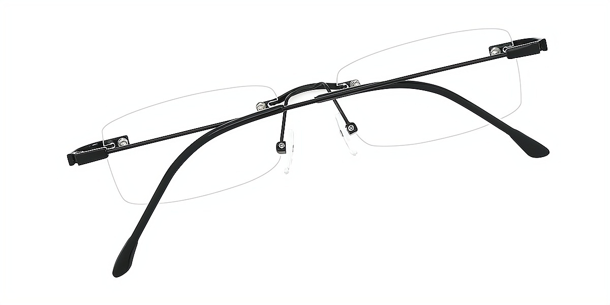 Black Rectangle Elegant Metal Eyeglasses