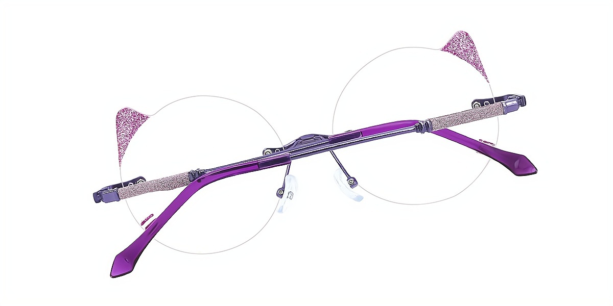 Purple Round Unique Mixed Materials Eyeglasses