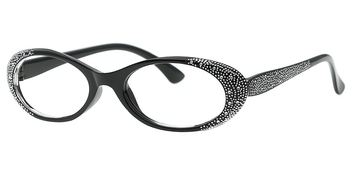 Black Oval Modish Plastic Eyeglasses