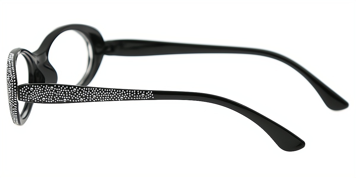 Black Oval Modish Plastic Eyeglasses