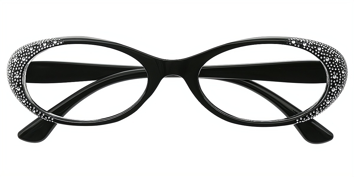 Black Oval Modish Plastic Eyeglasses
