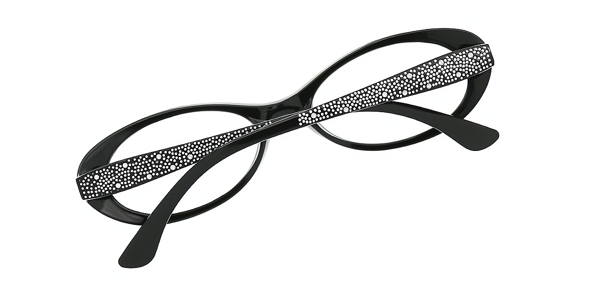 Black Oval Modish Plastic Eyeglasses