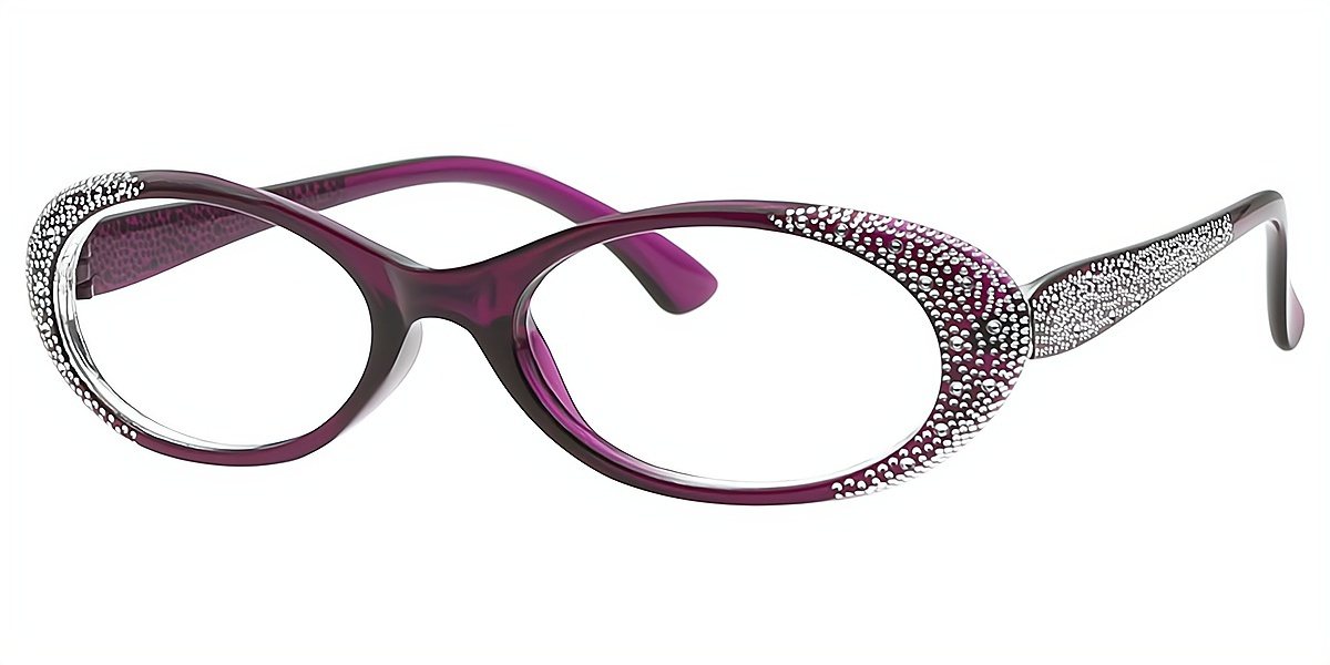 Purple Oval Modish Plastic Eyeglasses