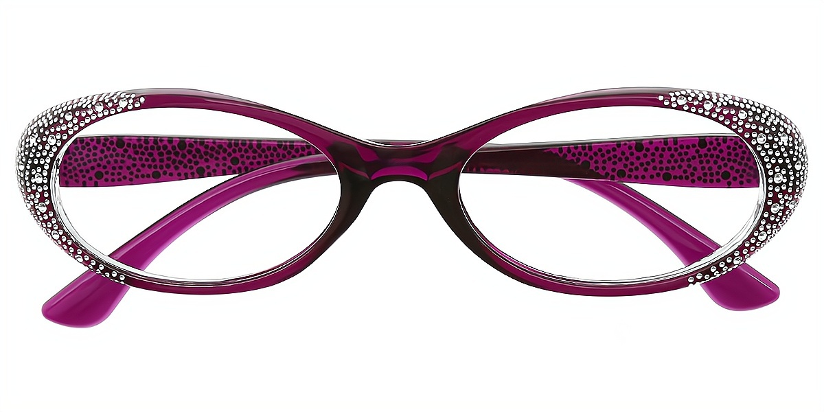 Purple Oval Modish Plastic Eyeglasses