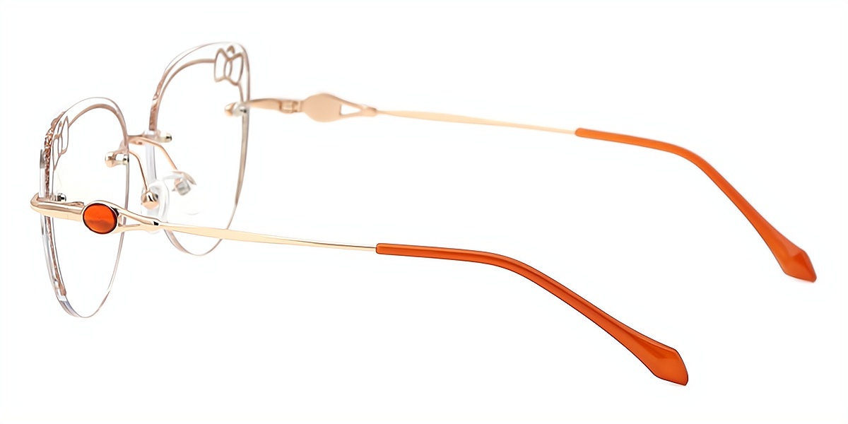 Orange Cat Eye Hipster Metal Eyeglasses