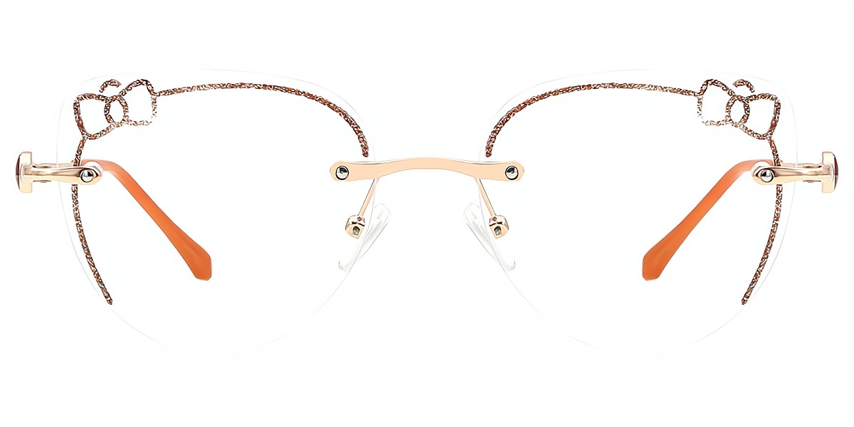 Orange Cat Eye Hipster Metal Eyeglasses