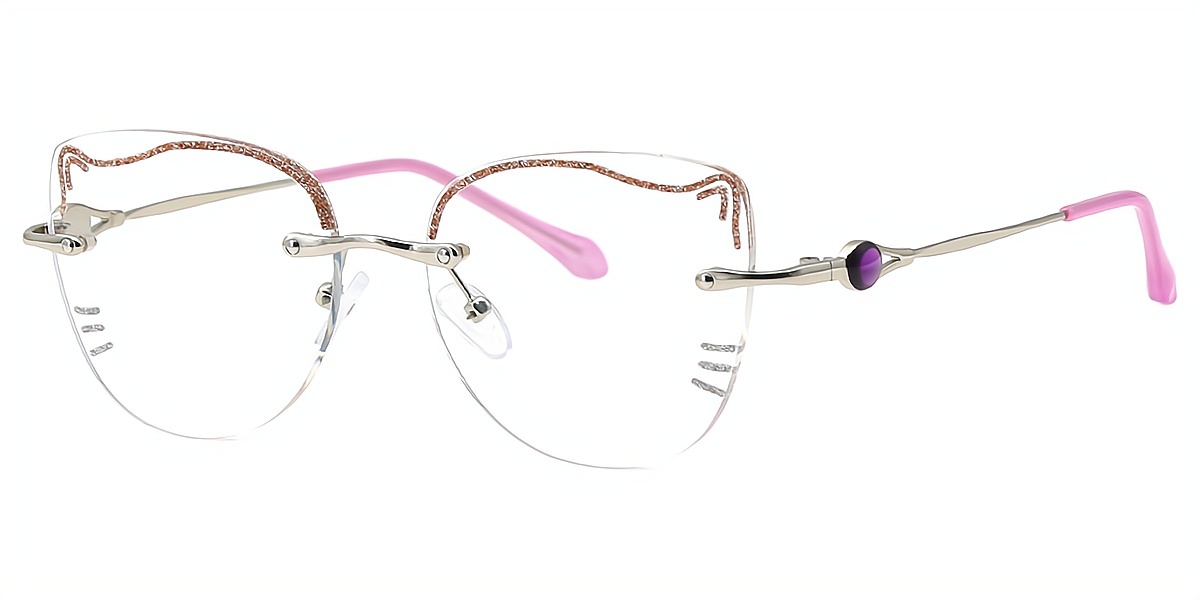 Purple Cat Eye Hipster Metal Eyeglasses