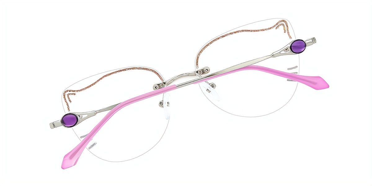 Purple Cat Eye Hipster Metal Eyeglasses