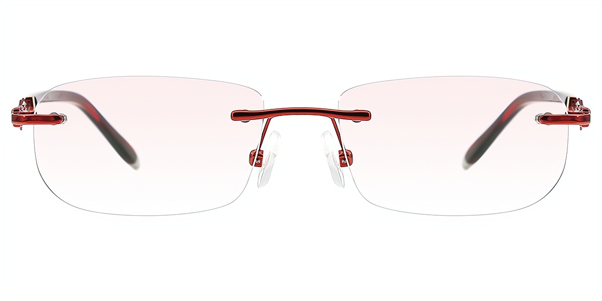 Red Oval Elegant Metal Eyeglasses