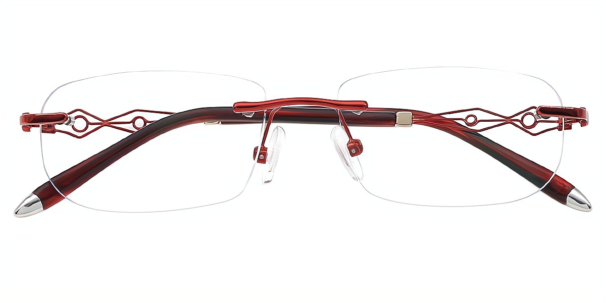 Red Oval Elegant Metal Eyeglasses