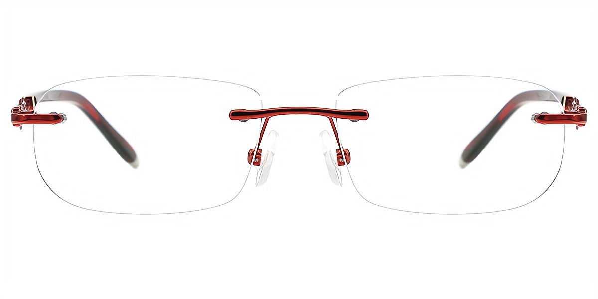 Red Oval Elegant Metal Eyeglasses