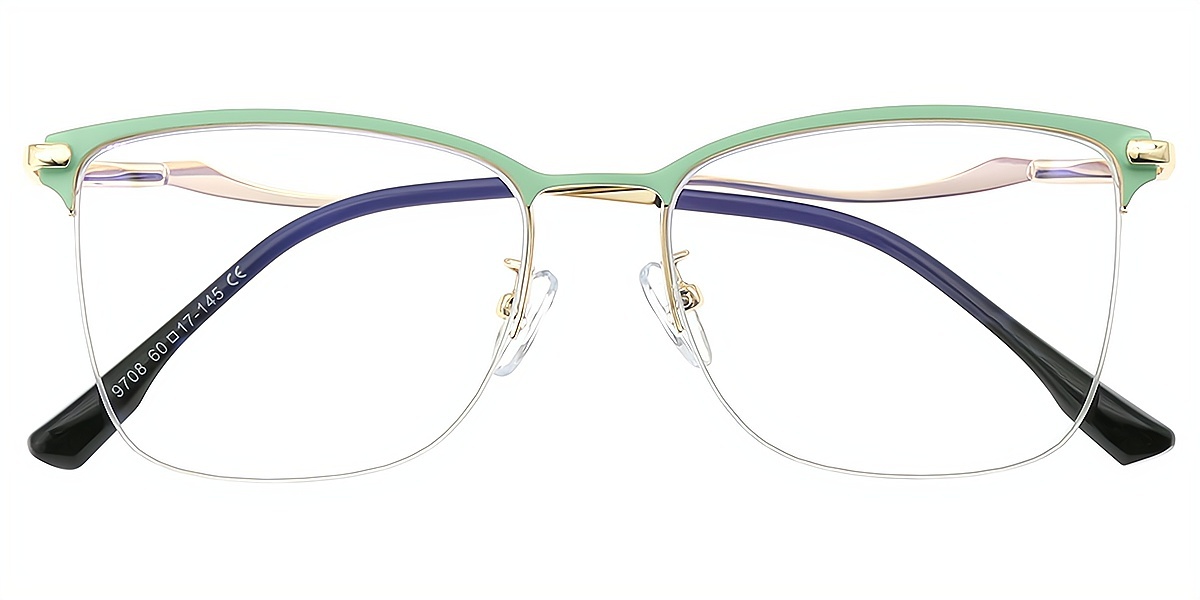 Green Butterfly Simple Metal Eyeglasses