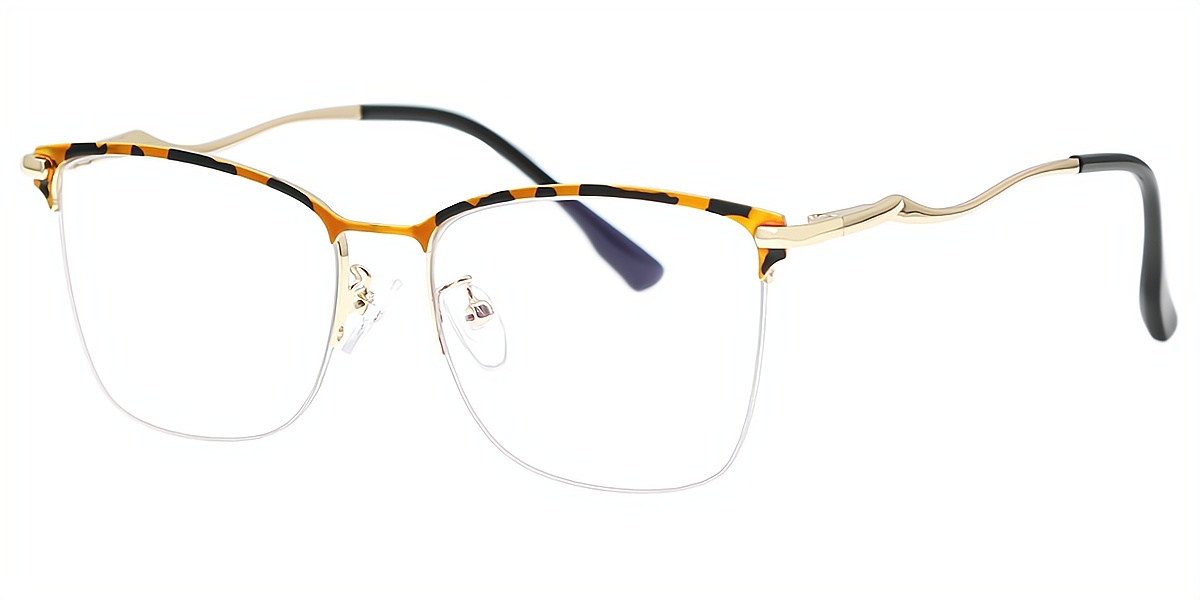 Tortoise Butterfly Simple Metal Eyeglasses