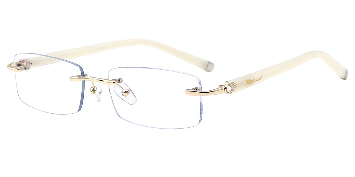 White Oval Simple Mixed Materials Eyeglasses