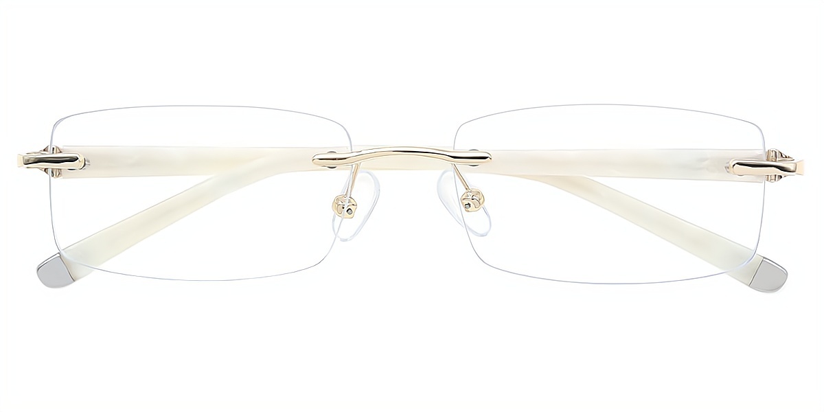 White Oval Simple Mixed Materials Eyeglasses