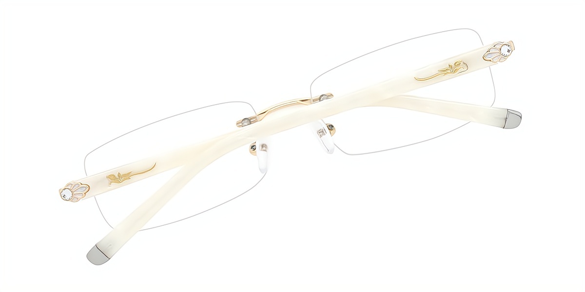 White Oval Simple Mixed Materials Eyeglasses